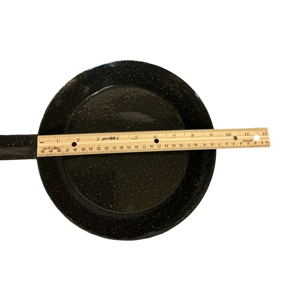 Vintage Style Black Speckled Enamelware Frying Pan 9.5 Inch Skillet Camping‎